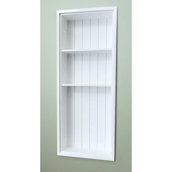 14x36 White Recessed Sloane Wall Niche (w/ beadboard back and two shelves)