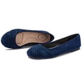 thumbnail image 2 of Ataiwee Women's Wide Width Flat Shoes, Classy Soft Round Toe Cross Line Design Ballet Flats.(2109002,BL/MF,11 Wide), 2 of 7