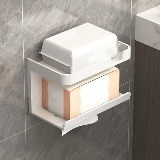 Porte-papier Toilette Mural, Support Auto-Adhésif en Plastique, Design Résistant à la Rouille, Décoration de Salle de Bain Moderne, pour Maison-Cuisine, Installation Facile, Support Mural pour Papier Toilette, Décoratif Akmoler