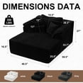 thumbnail image 4 of 60" Chaise Lounge Chair, Oversized Corduroy Boneless Sofa Bed, Deep Seat Cloud Couch for Living Room, No Assembly, Black, 4 of 10