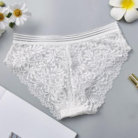 

Women s Sexy Lace Hips Perspective Bud Mesh Eye Hollow Solid Color Briefs