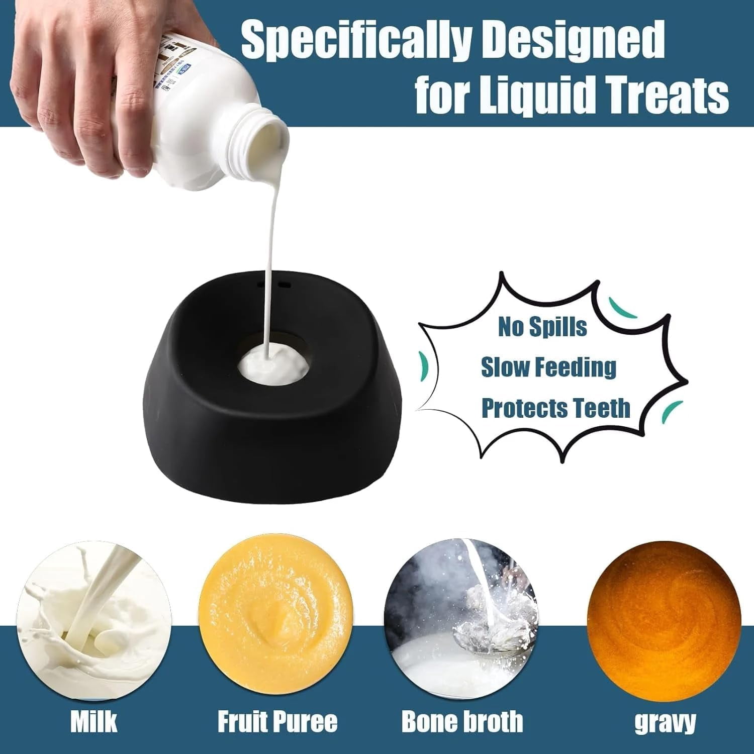 Pupa Paws Lick Roll Bowl, Slow Feeder Dog Bowls, Dog Lick Bowl with Rolling Ball, Interactive Lick Feeder for Wet Food & Treats, Anti-Slip Enrichment Bowl for Anxiety Relief, Keeps Pets Busy