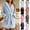 Light Blue, variant on Fluffy Plush Hooded Bathrobe For Women Long Sleeve Fleece Mini Robes Fall & Winter Casual Soft Shower Belted Robe With Pocket