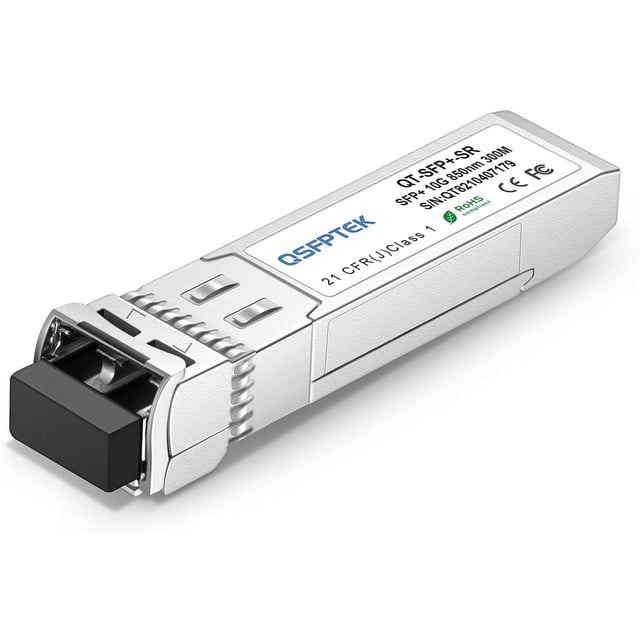 QSFPTEK Module LC Multimode 10G SFP+ 10GBASE-SR pour Cisco SFP-10G-SR, Ubiquiti UF-MM-10G, Netgear, D-Link