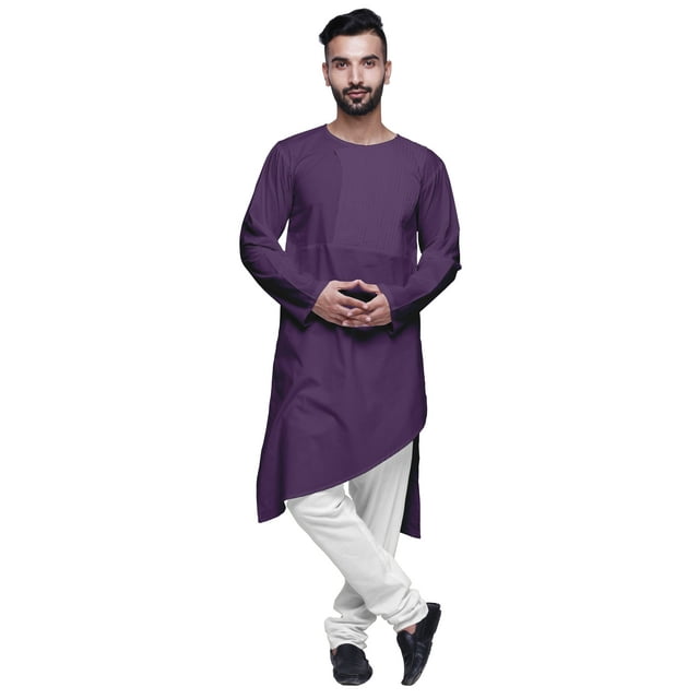 Atasi KurtaForMen Coupe Unie à Manches Longues pour Hommes en Coton à Col Rond