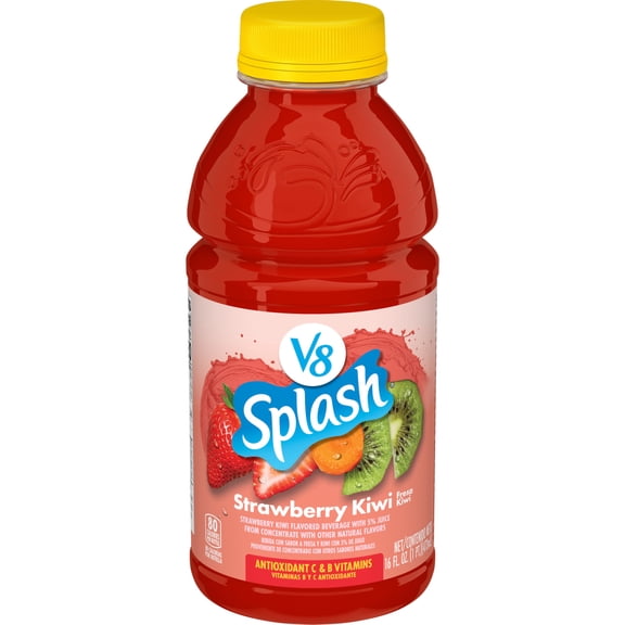 V8 Splash Strawberry Kiwi Flavored Juice Beverage, 16 fl oz Bottle
