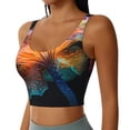 thumbnail image 2 of Rateoe Bioluminescent Underwater Flower Print Womens' Sports Bras Scoop Neck Sports Vest- Padded U Back Seamless High Impact Support-Large, 2 of 8