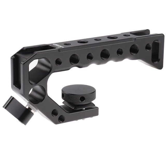 JLwin AF357 Universal Top Handel Camera Top Handgrip Aluminum Alloy with 4 Cold Shoe Mount Arca Swiss Mount 1/4in & 3/8in Threaded Holes Detachable 3/8in Screw Compatible with Camera Cage Sports