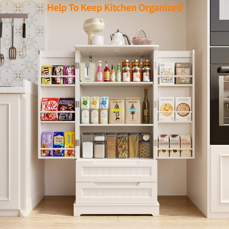 The Kitchen Pantry Storage Cabinet with Drawers and Adjustable