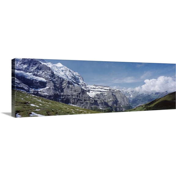 Great BIG Canvas | "Jungfrau And Lauterbrunnnen Valley Near Grindelwand In Bernese Alps" Canvas Wall Art - 60x20
