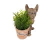 DecMode 10" x 11" Textured Brown Resin Dog Planter with Antique Pot