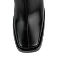 thumbnail image 4 of FSJ Women Simple Square Closed Toe Low Platform Knee-High Boots Chunky High Heel Side Zipper Tall Boots Casual Daily Wear Shoes Size 6 Black, 4 of 4