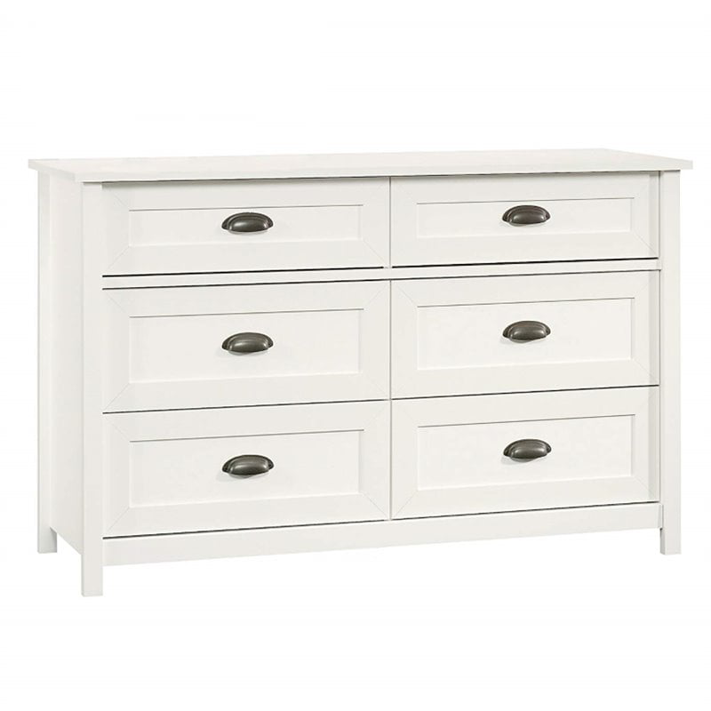 Pemberly Row Sturdy 6 Drawer Dresser In Soft White 32 Inch Tall
