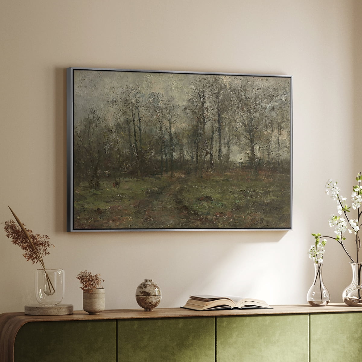 Vintage Landscape-CCCXCVI By Wexford Home Framed in Silver Wood Gallery Wrapped Canvas 25 in. x 37 in.