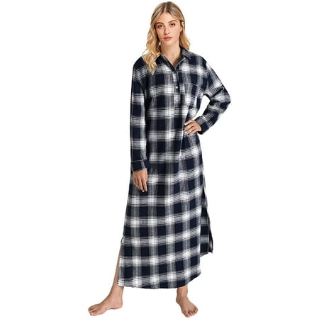 Women's Plaid Flannel Nightgowns Full Length Sleep Shirts | Walmart Canada
