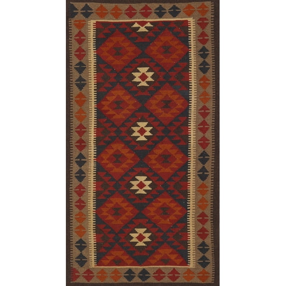 Ahgly Company Indoor Rectangle Contemporary Red Dirt Brown Area Rugs, 5' x 7'