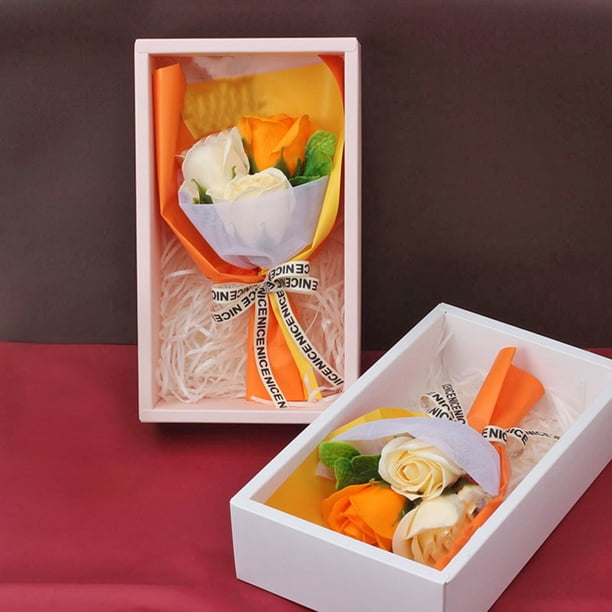 Caja regalo romántica de ramo de jabón de rosas - 5 rosas jabones, decoración de bodas y hogar, arreglo floral duradero