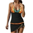 thumbnail image 1 of Sentuca Sexy Tankini Swimsuits with Skirt O-Ring String Ajustable Tankinis 2 Piece Swimwear Color Block Bathing Suits for Women Orange 3XL, 1 of 6
