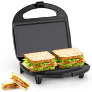 ABS07 Sandwich Maker, 2 Slice Grilled Cheese Maker with Non-stick Flat Plates, Indicator Lights, Cool Touch Handle, Easy to Clean and Store, 750 W