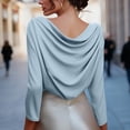 thumbnail image 5 of Women's Casual Loose Fit Long Sleeve Button Down Shirt Blouse Top Solid Color Soft Comfortable Business Casual Work Office Vacation Travel Outfits Fashion Essential Gift for Women, 5 of 9