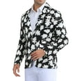 thumbnail image 4 of CHAQUETA DE TRAJE CHIC PARA HOMBRE CON ESTAMPADO FLORAL, SOLAPA DE PICO, BLAZER CASUAL DE UN BOTÓN, TAMAÑO 34, NEGRO Y BLANCO, 4 of 6
