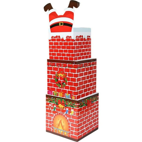 Christmas Nesting Gift Box 3pcs Large Xmas Stackable Box Christmas Present Stacking Boxes Christmas Box Decor for Gift Wrapping Party