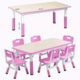 thumbnail image 2 of Huisuilinss Kids Table And Chair Set,Table And 6 Chair Set,Height Adjustable Desk With 6 Seats,Arts & Crafts Table With Graffiti Desktop,Non-Slip Leg,Children Activity Table For Daycare Home,Ages 2-10, 2 of 7