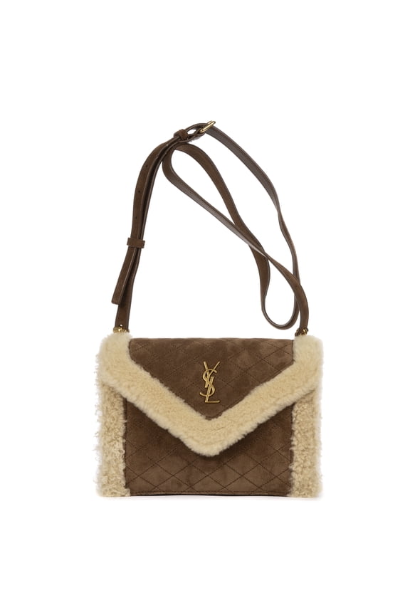 Pre-Owned Yves Saint Laurent Beige/Brown Rare Ltd. Ed. Shearling Flap Pochette
