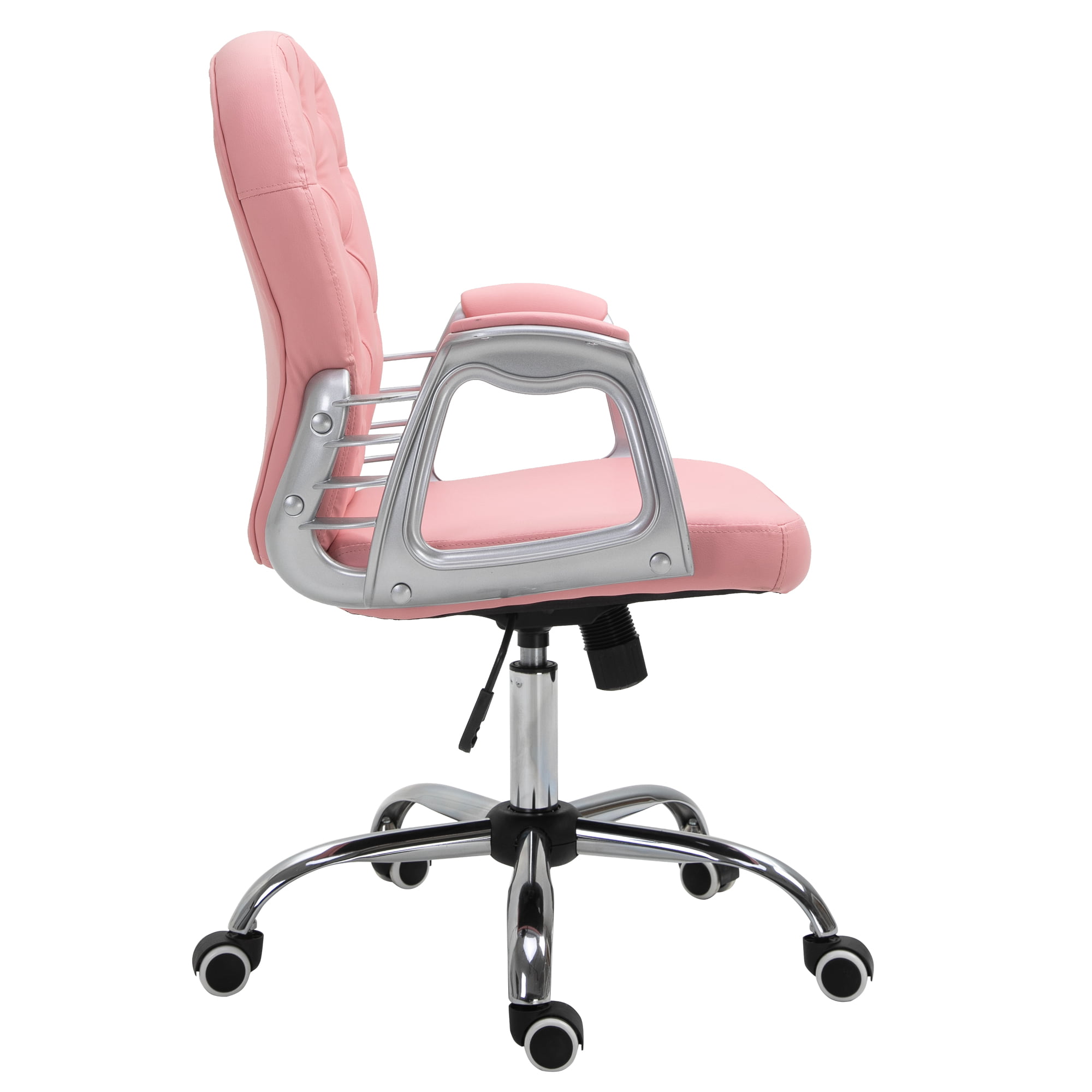 HOMCOM Vanity Middle Back Office Chair Tufted Backrest Swivel Rolling