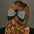 thumbnail image 2 of Unique Bargains 1 Pc Hair Barrettes Fashion Plaid Bow Hair Clip Black White, 2 of 5