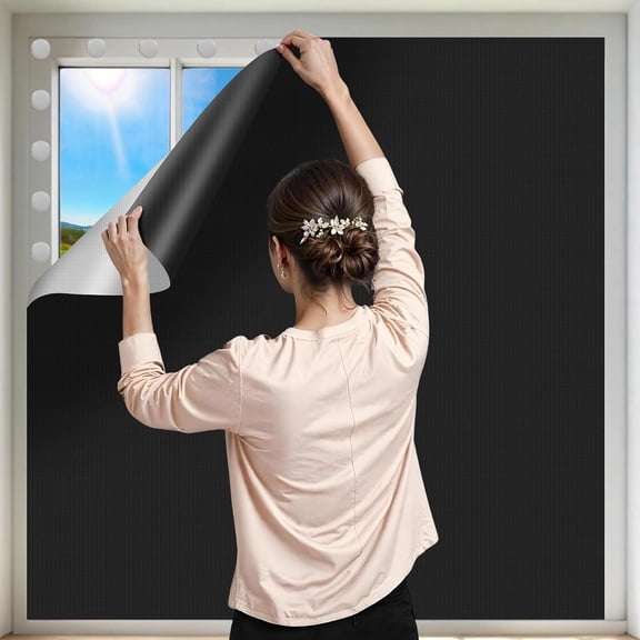 Black Out Window Cover Blackout Blinds No Drill Portable Blacout Curtain | Cuttable, Adhesive, Thermal, Temporary, Darkening Blackout Shades for Bedroom Kitchen Travel Skylight RV Dorm