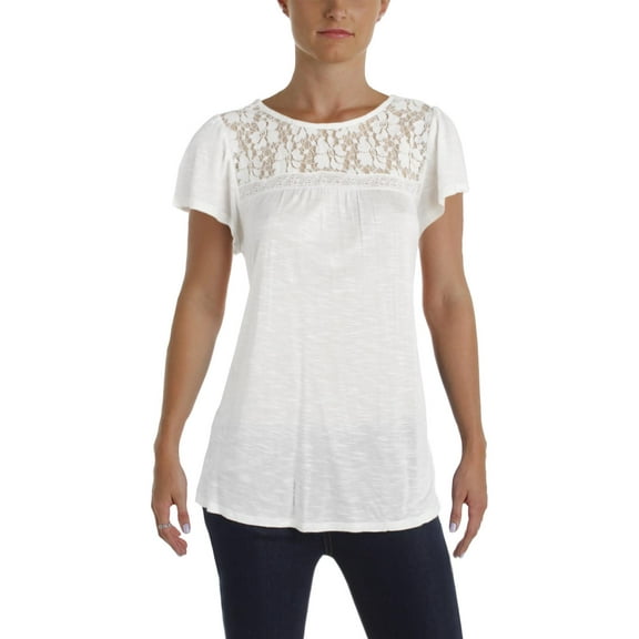 Denim & Supply Ralph Lauren Womens Slub Lace-Up Blouse Ivory XS