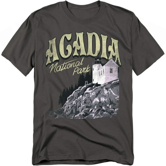 Acadia National Park Vintage Unisex Adult T Shirt, Charcoal, 3X-Large