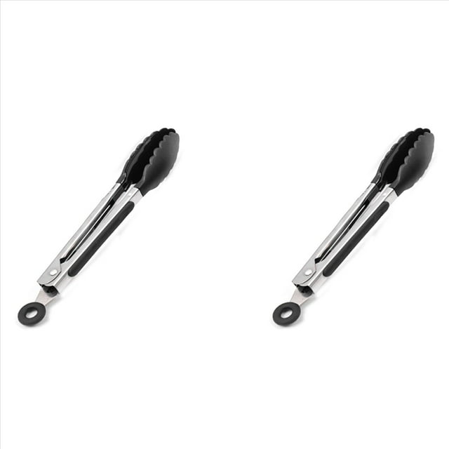 2X B Pinzas de Cocina de Silicona de Acero Inoxidable Clip para Barbacoa Herramienta para Cocinar Ensalada Pinzas para Servir Alimentos Piezas de Electrodomésticos de Cocina