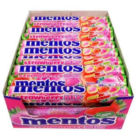 Mentos Strawberry Mix Mints – 40 Packs, 37g Each – Soft Chewy Candy Rolls