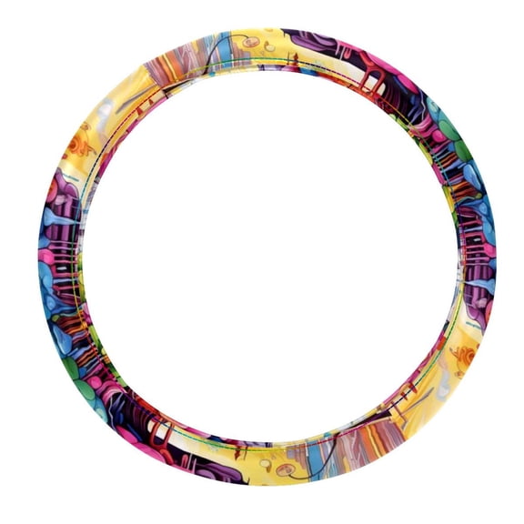 Mind Car 14.5 Inch Printing PVC Leather Steering Wheel Cover Auto Accessories