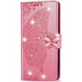 thumbnail image 2 of Wallet Case for Samsung Galaxy A03S,3D Butterfly Pattern PU Leather Case with Strong Magnetic Clasp and 3 Card Slots Holder Cover for Samsung Galaxy A03S HZD Rhinestone Pink, 2 of 16
