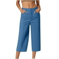 thumbnail image 2 of Clearance under 10$ Sevevn Ladies' Solid Color Casual Suit Loose Cropped Pants Early Access Deals Blue S, 2 of 5