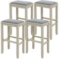 thumbnail image 1 of Gymax 4 PCS Upholstered Wooden Bar Stools Bar Height Chairs Dining White, 1 of 6