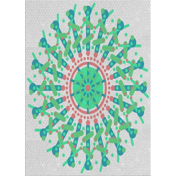 Ahgly Company Indoor Rectangle Patterned Mint Green Novelty Area Rugs, 8' x 10'