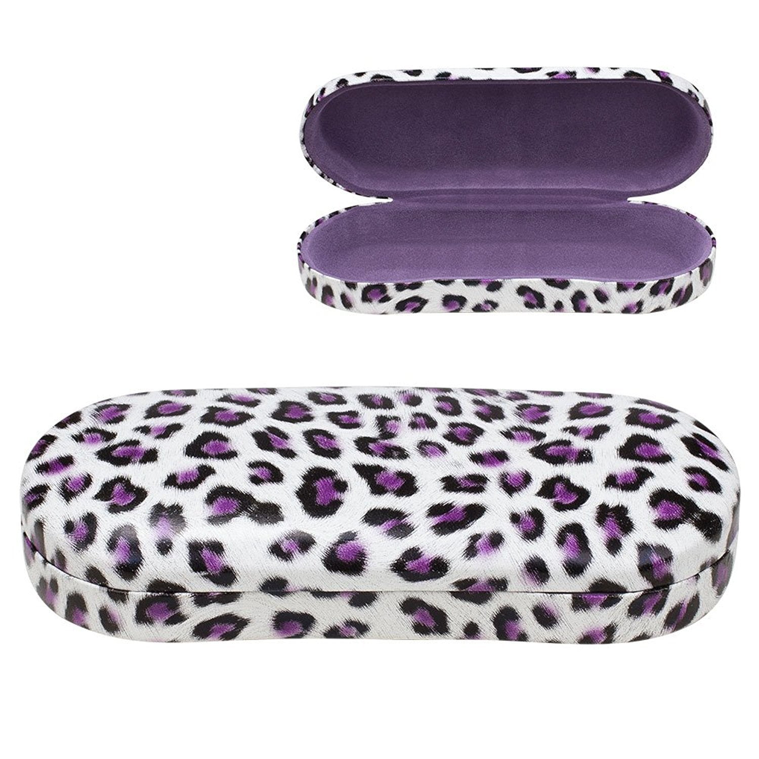 Hard Clamshell Eyeglass Case, Leopard Print Protective Glasses and