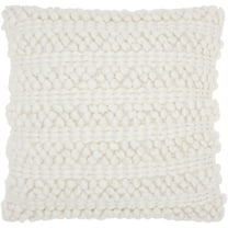 Mina Victory Life Styles Square Cotton Woven Stripes Throw Pillow in White