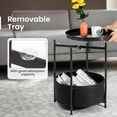 thumbnail image 2 of Small Side Table, Black Round End Table with Storage Basket, Metal Night Stand with Removable Tray, Small Bedside Table for Living Room, Bedroom, Nursery (Black), 2 of 7