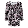 thumbnail image 4 of LiMoi Big Tshirts Shirts for Women Gym 3/4 Length Sleeve Womens Tops Tops for Women Summer Dressy Print T Shirts for Women My Items, 4 of 5