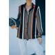 thumbnail image 3 of ABPHQTO Camisa de mujer moderna de rayas negras y marrones para mujer, 3 of 5