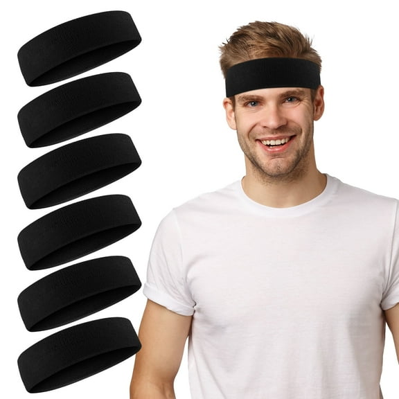 Sweatbands Sports Headband for Men & Women - Moisture Wicking Athletic Cotton Terry Cloth Sweatband for Tennis, Basketball, Running, Gym, Working Out
