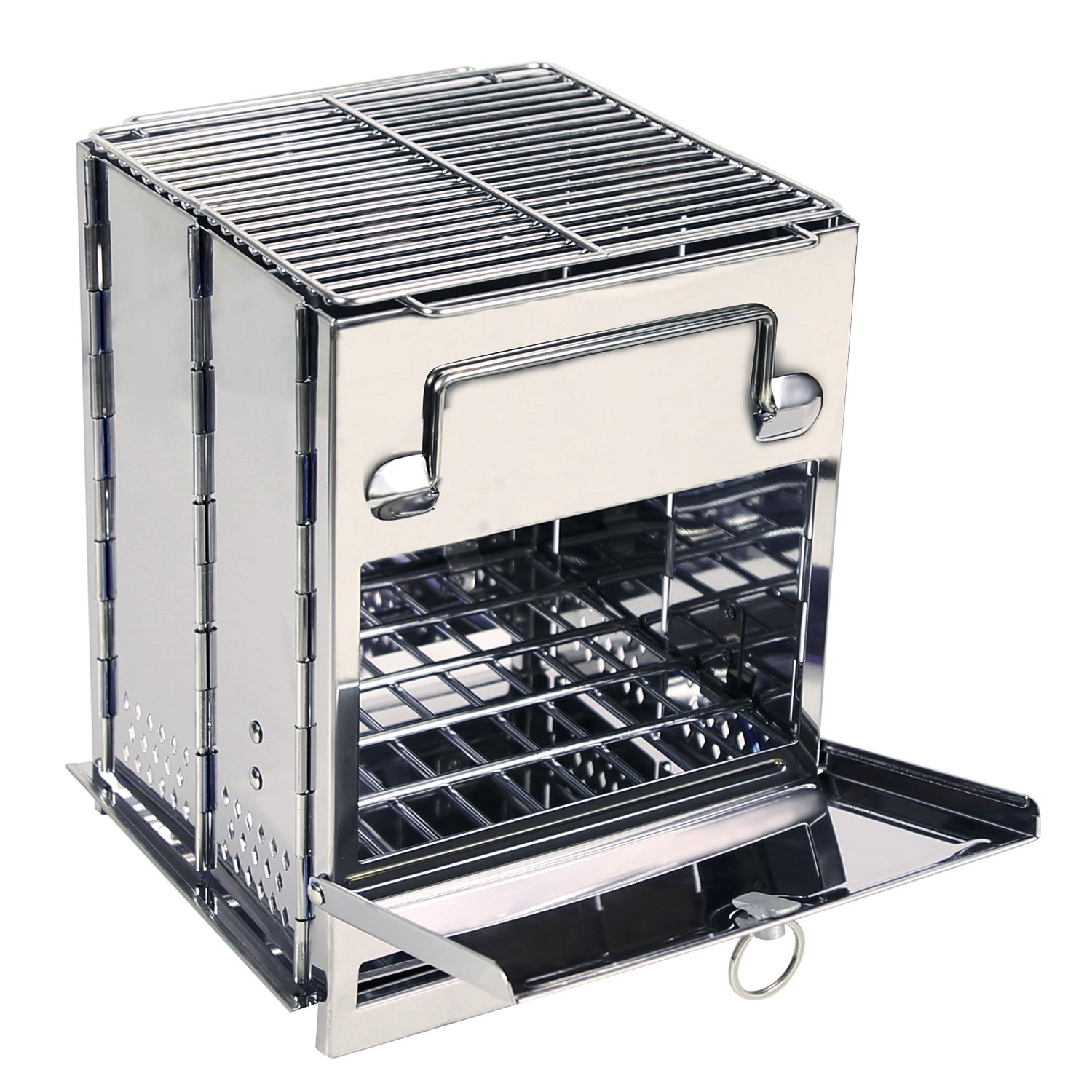REDCAMP Wood Burning Camp Stove Folding Stainless Steel 304# Grill, Large  Portable Backpacking Stove for Hiking Camping Survival BBQ - Walmart.com