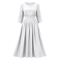 thumbnail image 4 of CHGBMOK Women's 3/4 Sleeve Dress Smocked Waist Flowy A Line Midi Dresses Casual Round Neck Dress, 4 of 6