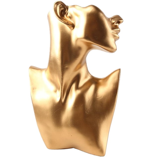 Cabeza de maniquí de resina negra/terciopelo para mujer, soporte para busto, modelo de tienda, collar de joyería EstiloA- Cola Maniquí de exhibición de collar
