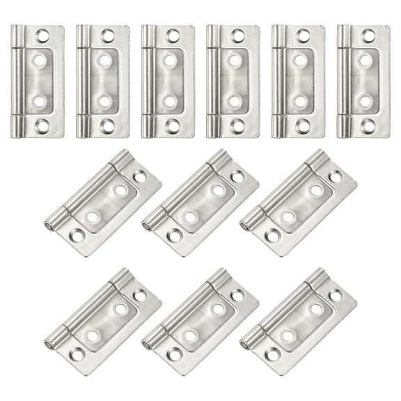 12Pack 2x1 Inch Door Hinges Non-Mortise No-Noise Plating, Pure White
